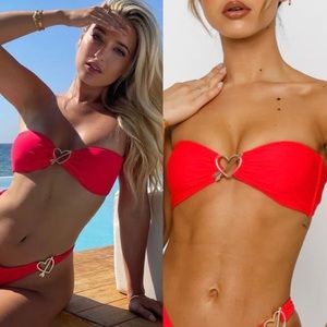 White Fox Boutique Red Falling in Love Bikini Top
